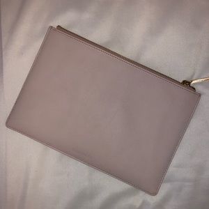 Whistles small baby pink/dusty rose leather clutch
